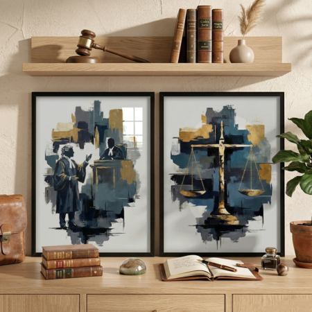 Tableaux Avocat : Décoration Abstrait Moderne Bureau Justice au Maroc - Gold Floral Lawyer Wall art