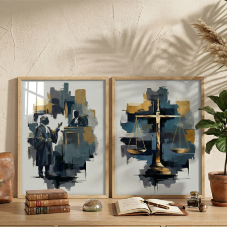 Tableaux Muraux Avocat Abstrait avec Cadre – Décoration Justice Moderne pour Bureau Haut de Gamme au Maroc