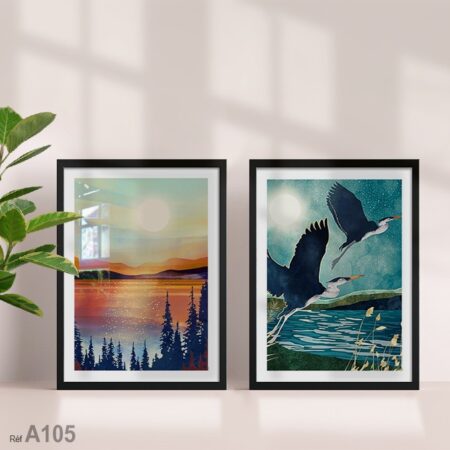 Tableaux déco nature et oiseaux abstraits vente au Maroc Essaouira