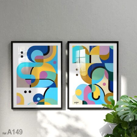 Tableau d'Art Abstrait Géométrique, cadre en bois, Design moderne à prix pas cher