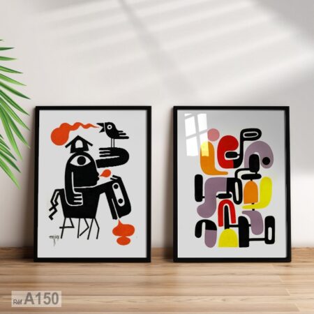 Idée decor : Tableau d'art Abstrait figuratif, cadre en bois الفن التشكيلي