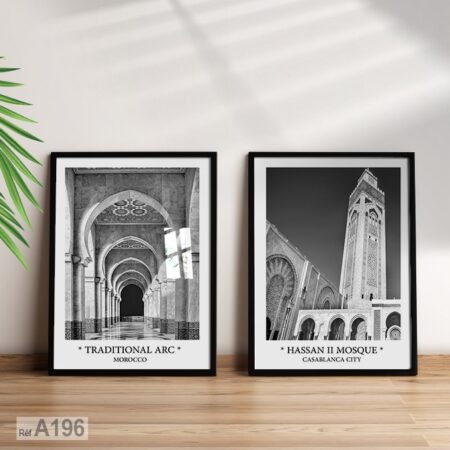 Achat tableau, poster noir et blanc Mosquée Hassan II Casablanca Maroc