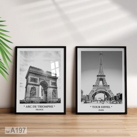Tableau noir et blanc Tour Eiffel Paris, cadres décoratifs voyage en France لوحات أبيض أسود