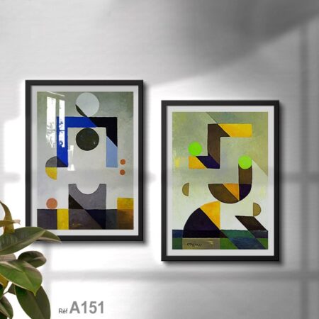 Tableau Style Abstrait Art contemporain encadré en bois لوحة فنية