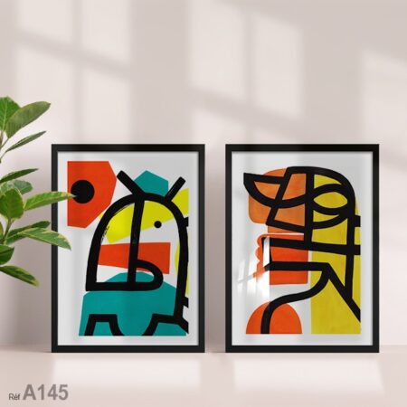 Tableaux Artistiques au Maroc, peinture à huile figuratif abstraite encadré en bois