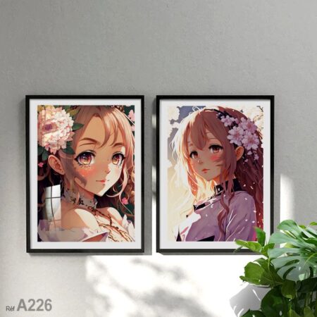 Cadre décor au Maroc, Tableau Mural dessin en couleurs Manga fille,