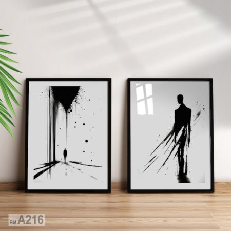 Tableau décoration Abstrait silhouette - encadré avec du bois au Maroc