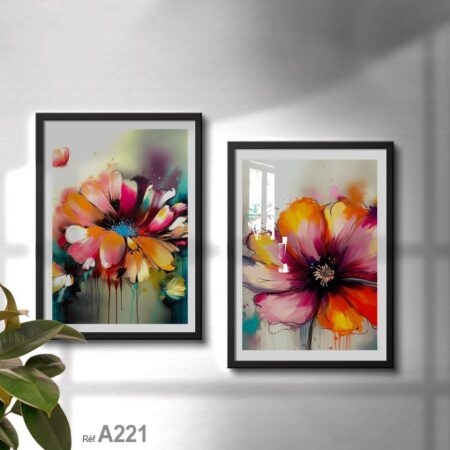 Tableau cadre décoratif fleurs, Peinture abstrait, vendu au Maroc pas cher, idée cadeau