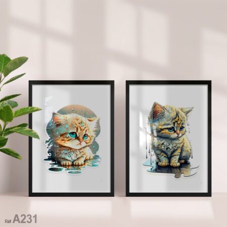Tableau décoratif mural animal chat - cadré au Maroc