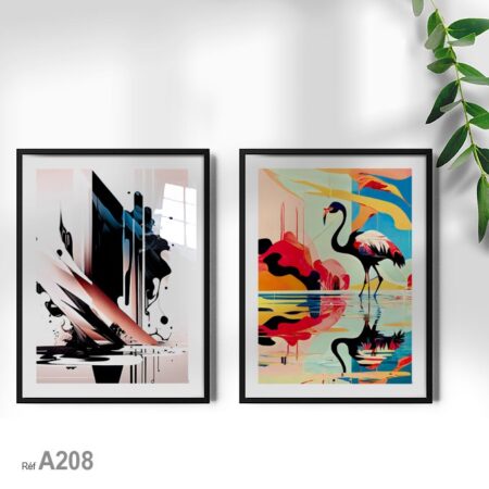 Tableaux décoratifs encadrés au Maroc, peinture Oiseau Cigogne abstrait,