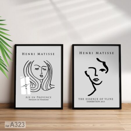 Tableau mural : Henri Matisse femme, verre et cadre de bois, Maroc A323