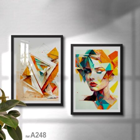 Tableau Portrait de belle femme, toile abstrait cadre en bois Maroc