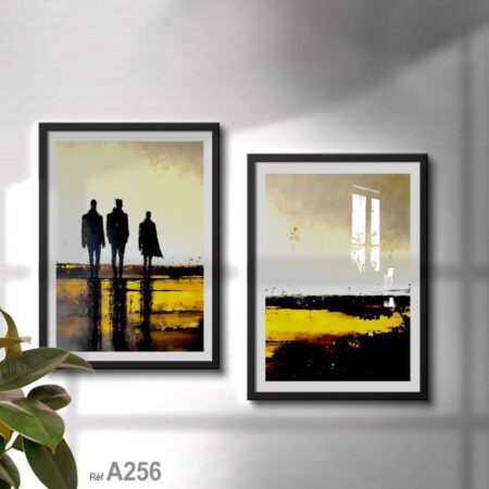 Silhouette d'hommes, cocher de soleil Abstrait, Tableau de décoration Maroc
