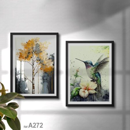 Tableau décoration murale style abstrait : Arbres et oiseau, nature et Forêt