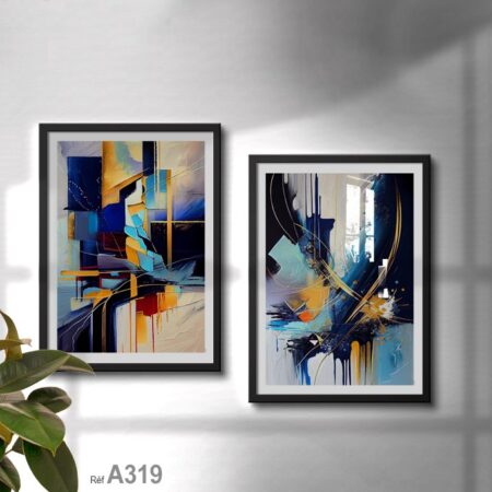 Tableau Abstrait bleu pour Salon et chambre, لوحة تجريدية décoration murale au Maroc