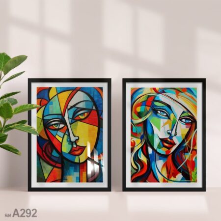 peinture visage femme abstraite : Tableau décoratif salon beauté & fashion- vente au Maroc