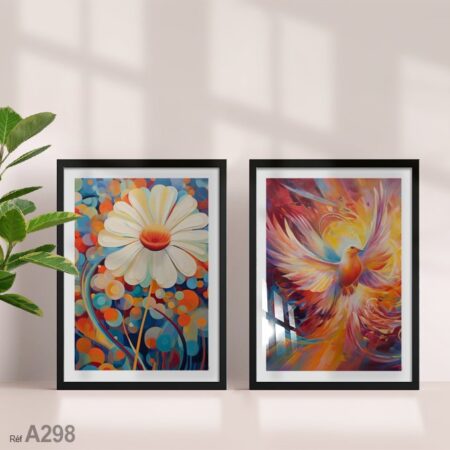 Tableau décoratif nature, fleur et oiseau, vente au Maroc A298