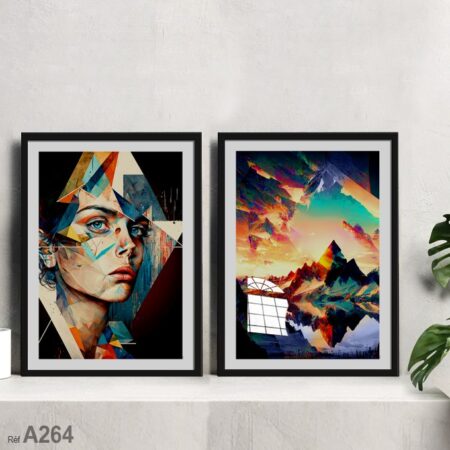 Portrait de belle femme, paysage abstrait, Tableau décoratif Maroc