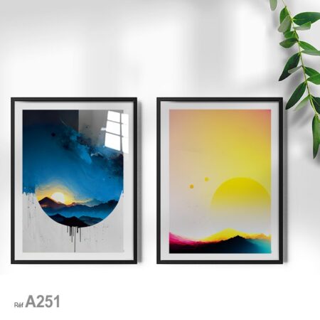 Coucher de soleil abstrait multicolore, Tableau de décoration minimaliste Maroc