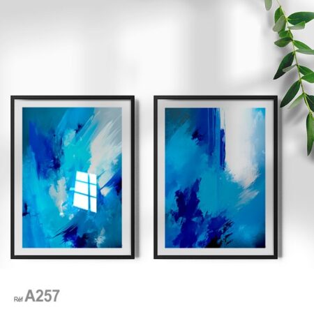 Tableau de décor moderne salon et chambre abstrait couleur bleu et blanc