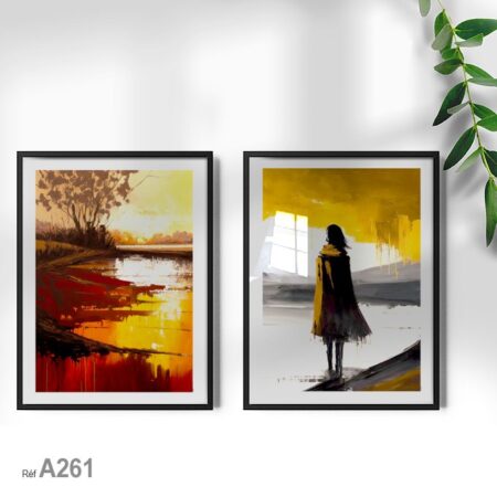 vente en ligne : silhouette femme dans un beau paysage abstrait, Tableau de décoration à Meknès et tout le Maroc لوحات حديثة