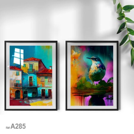 Tableau peinture à l'huile abstraite oiseau couleurs Décor chambre et salon,