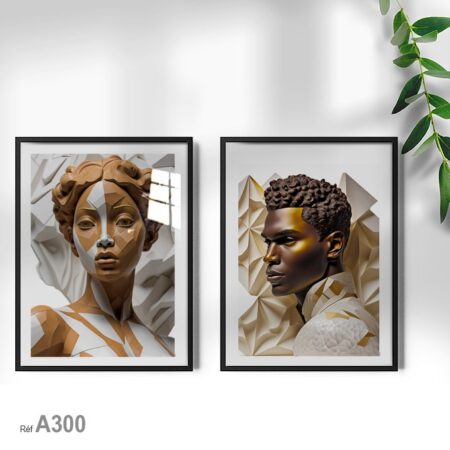 Tableau décoratif, beau visage femme et homme africain, vente au Maroc