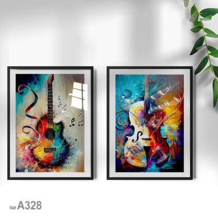 Tableau décoratif abstrait, instrument de musique violon et guitar, vendu au Maroc
