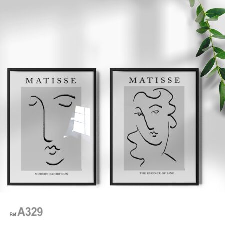 Tableau Matisse figuratif sur fond blanc, cadre en bois, Achat au Maroc, deux panneaux décoratifs vendu à Nador, El-Jadida, Fès ..