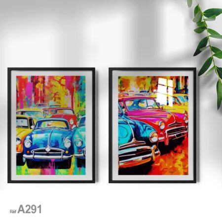 Tableau décoratif : voiture classique peinture abstrait art urbain vente au Maroc