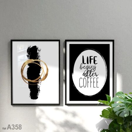 Décor mural encadré avec citation "La vie commence après le café", tableau artistique du Maroc, idée déco moderne