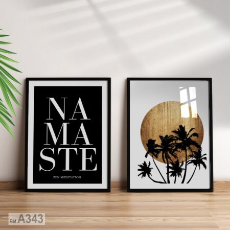 coucher de soleil doré et palmier, Zen Namaste, idée déco murale. - Achat au Maroc : Tableau décoratif moderne,