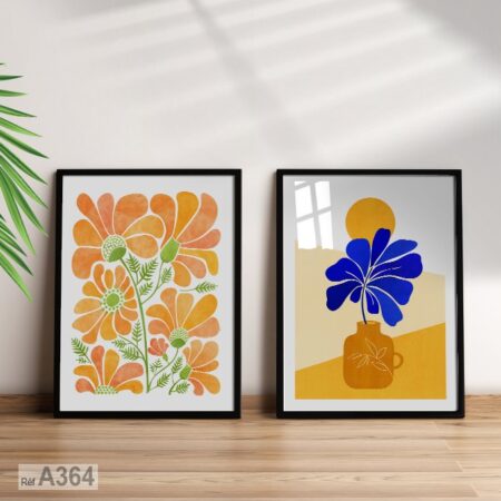 Tableau murale florale moderne orange, décoration Casablanca & tautres villes au Maroc, Marketplace - Magasin en ligne