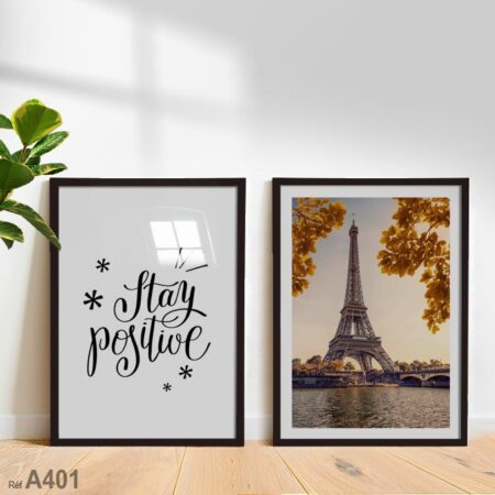 Tableaux décoratifs modernes : Tour Eiffel au printemps et citation en français, idéal pour la déco murale au Maroc - wall decor for living room