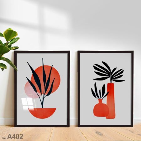 Vase à fleurs rouge : Tableau bohème pour déco moderne de chambre et salon, cadre artistique, touche de rouge chic