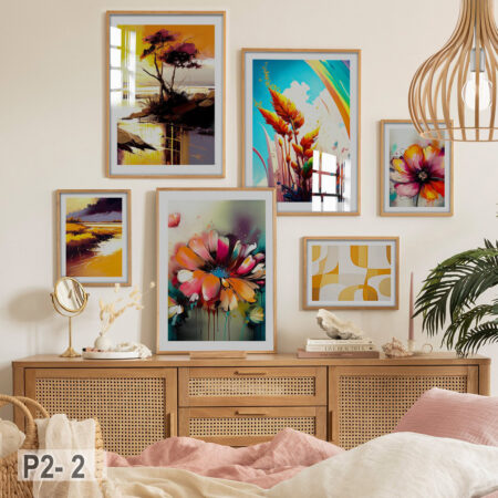 Set de 6 tableaux abstraits colorés pour décoration moderne du salon et de la chambre, style coloré, disponible au Maroc