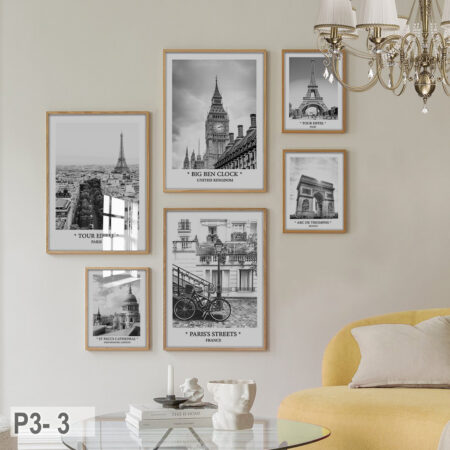 Achat de grands tableaux en noir et blanc, déco murale Paris & Londres près du fauteuil de séjours, vente au Maroc ديكور لغرف النوم