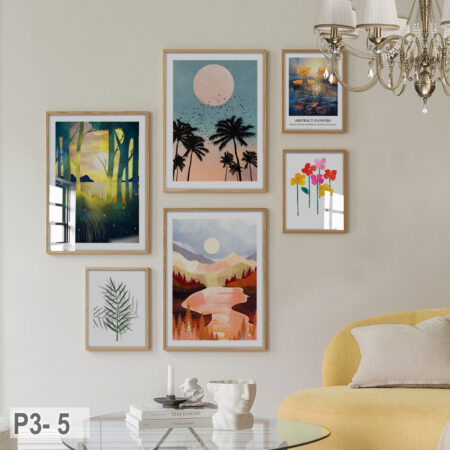 Ensemble de 6 tableaux sous verre: décoration murale nature pour chambre et couloir, achat disponible au Maroc
