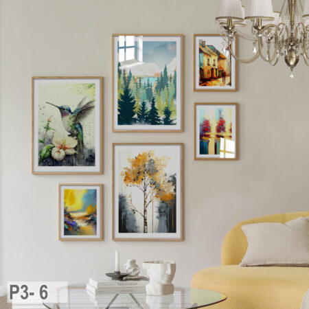 6 peintures murales modernes illustrant la beauté des arbres, parfaites pour sublimer salon et chambre à coucher.