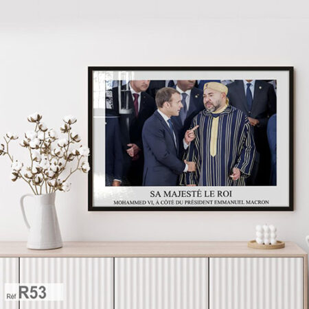 Tableau décoratif Maroc, Roi Mohammed VI aux coté d' Emmanuel macron 2017