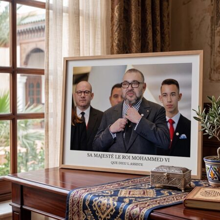 Photo du Roi Mohammed VI & du Prince Héritier Moulay El Hassan – Tableau Décoration murale élégante séjour, salle & bureau لوحة جدارية الملك محمد السادس
