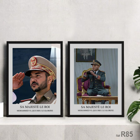 Tableau decoratif : Portrait du commandant des Forces armées, Sa Majesté le Roi du Maroc Mohammed VI, que Dieu le protège.