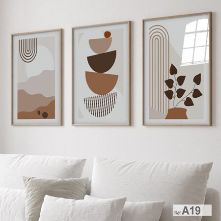 Trois tableaux encadrés en bois, décoration chambre à coucher bohème moderne, art décoratif moderne, Triptyque achat en ligne