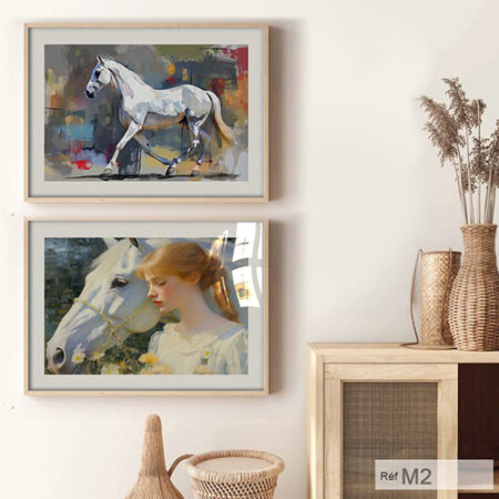 décoration murale chambre au Maroc , Tableaux animaux cheval blanc