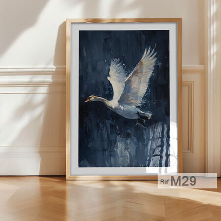 Tableau décoratif, canard s'envole dans un ciel bleu de Prusse, idéal pour les murs de chambres et bureaux