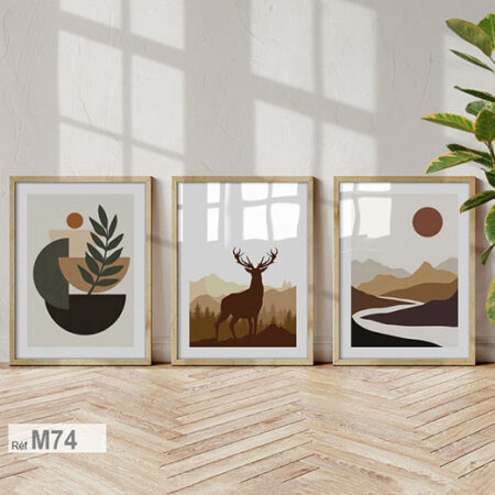 Peintures design modernes : cerf nordique et paysage épuré, inspirations décoratives pour intérieur, wall deco morocco
