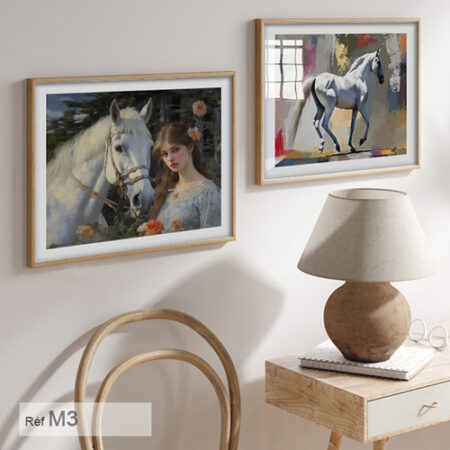Moroccan horse wall art, framed equestrian decor, unique horse paintings for home decoration. Add elegance with Moroccan horse artwork