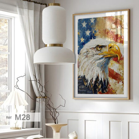 Tableau décoratif, Aigle américain & drapeau, idéal pour chambre & salon encadré & vendu au au Maroc à prix pas cher