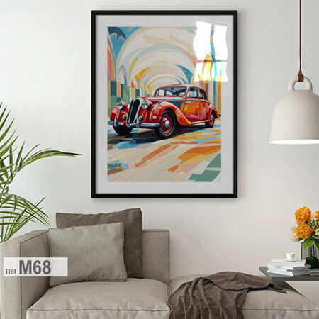 Décoration tableau voiture au Maroc, art mural pour salle et agence location de voiture, Cadre mural Casablanca