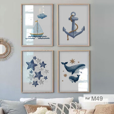 Tableau mural décoratif, paysage marin & bateau en mer, chambre garçon bébé, Achat à Casablanca et Tout le Maroc